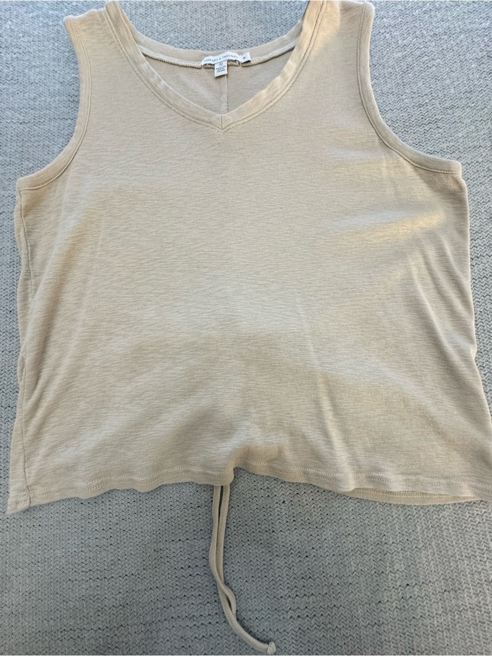 Threads 4 Thought Cream V-Neck Drawstring Tank